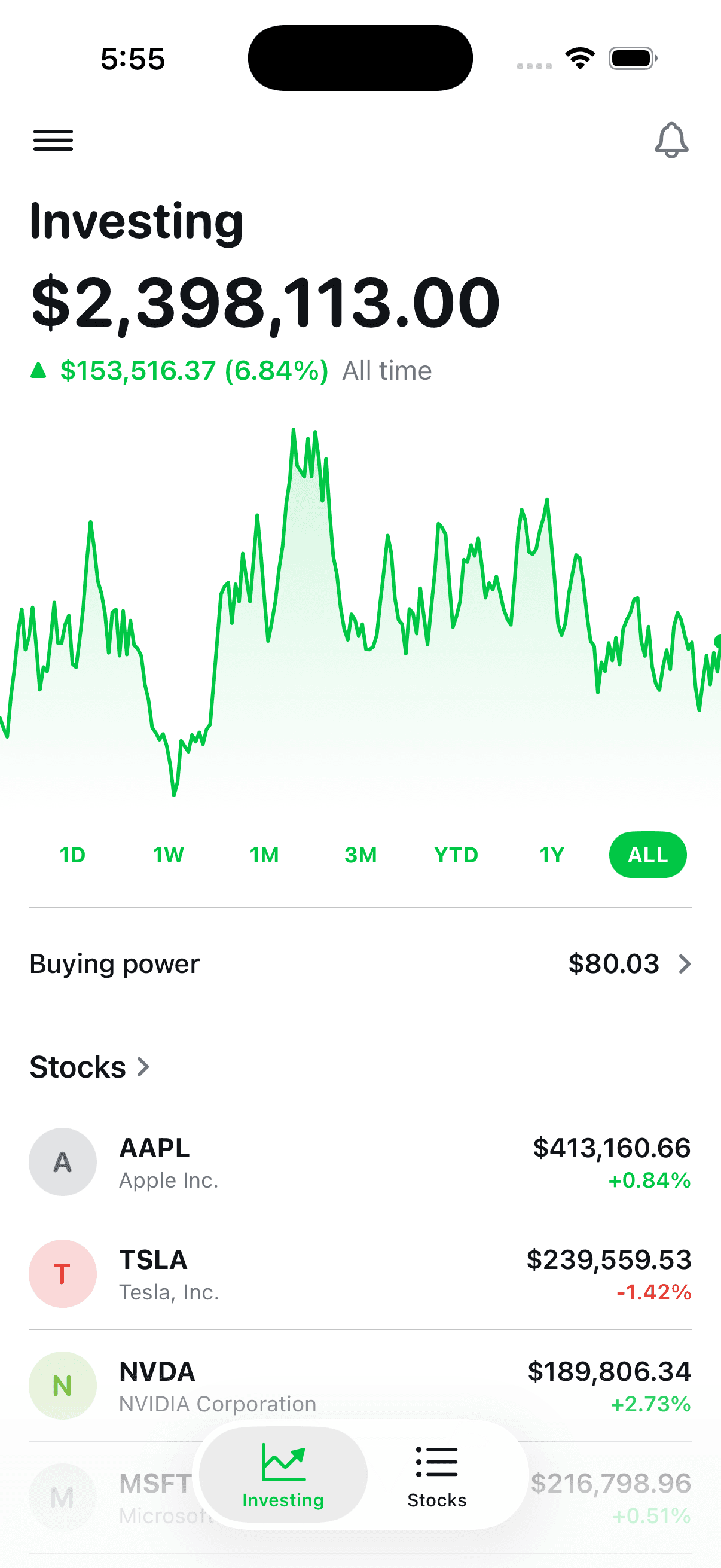 LarpBank Stocks mode screenshot